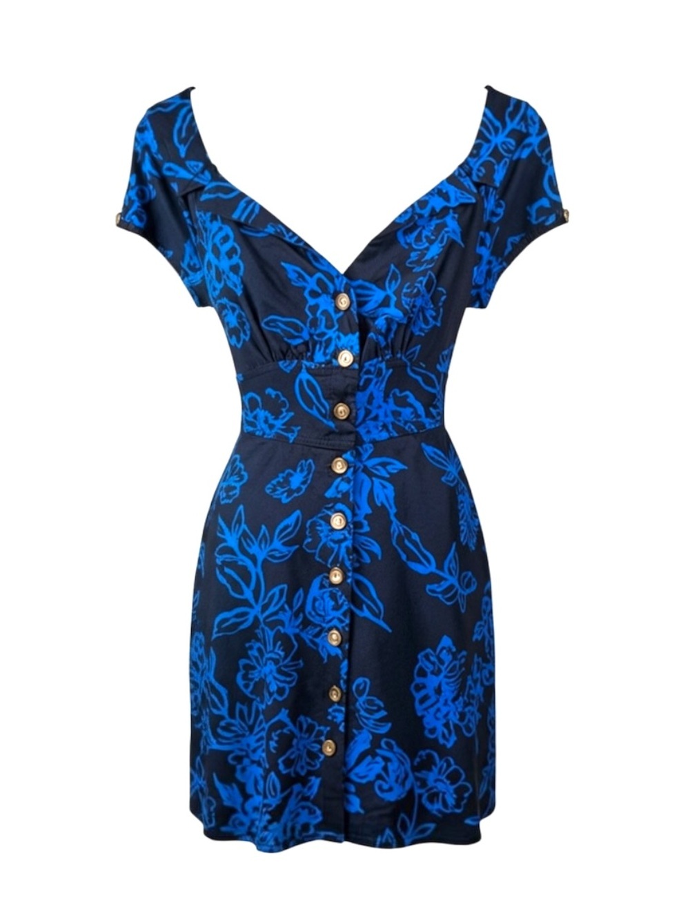 Free People A Thing Called Love Mini Dress in Blue Floral Combo Size 4